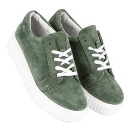 Filippo Creepers Sneakers aus Leder grün 1