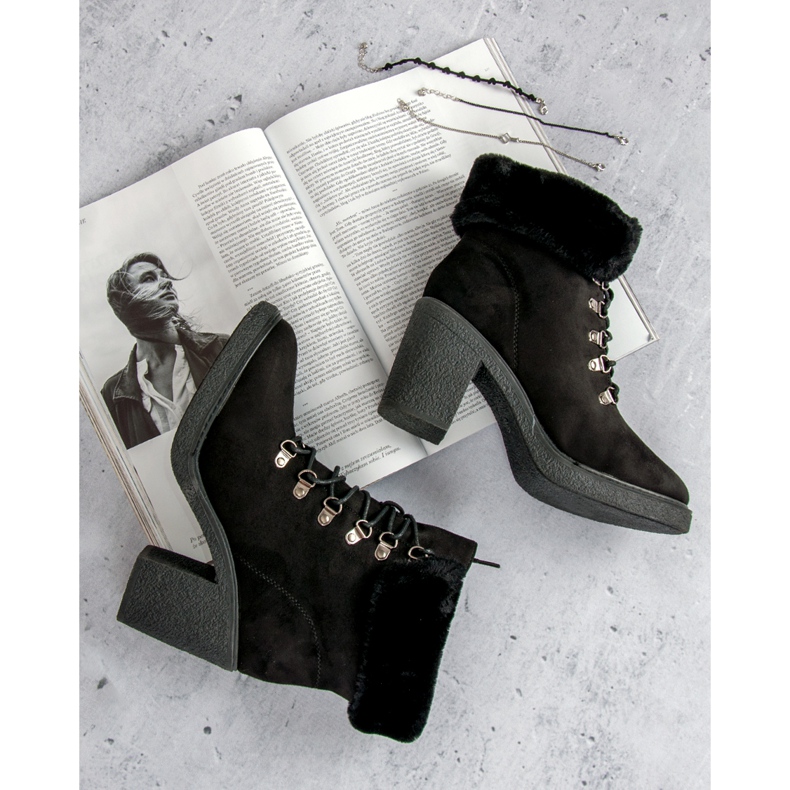 Seastar Schnürstiefeletten mit Fell schwarz 1