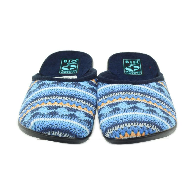 Adanex Pantoffeln 23557 Norwegerpullover navy blau blau orange 4