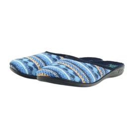 Adanex Pantoffeln 23557 Norwegerpullover navy blau blau orange 3