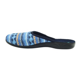 Adanex Pantoffeln 23557 Norwegerpullover marineblau blau orange 2