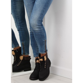 Schwarze Damen Holzstiefel ZH788 Black braun 2