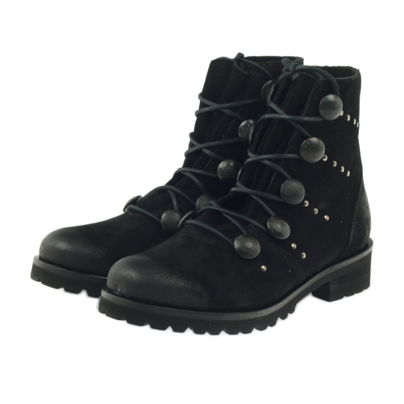 Badura Frauenstiefel mit Knöpfen und Strassstiefeln dekoriert schwarz 3