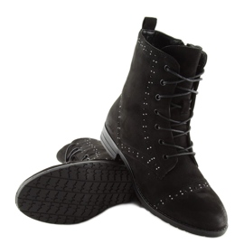 Schwarze Schnürstiefel W312 Schwarz 2