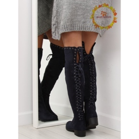 Marineblaue Musketierstiefel LS182 navy blau 1