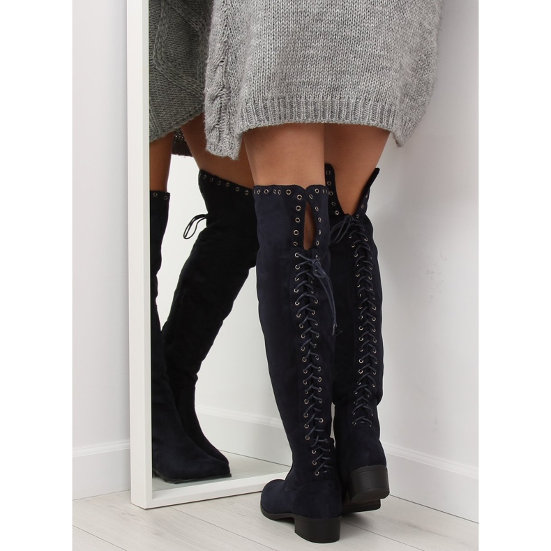 Marineblaue Musketierstiefel LS182 navy blau 2