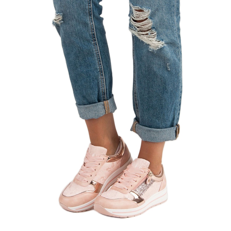 Kayla Sneakers mit einem Band gebunden rosa 2