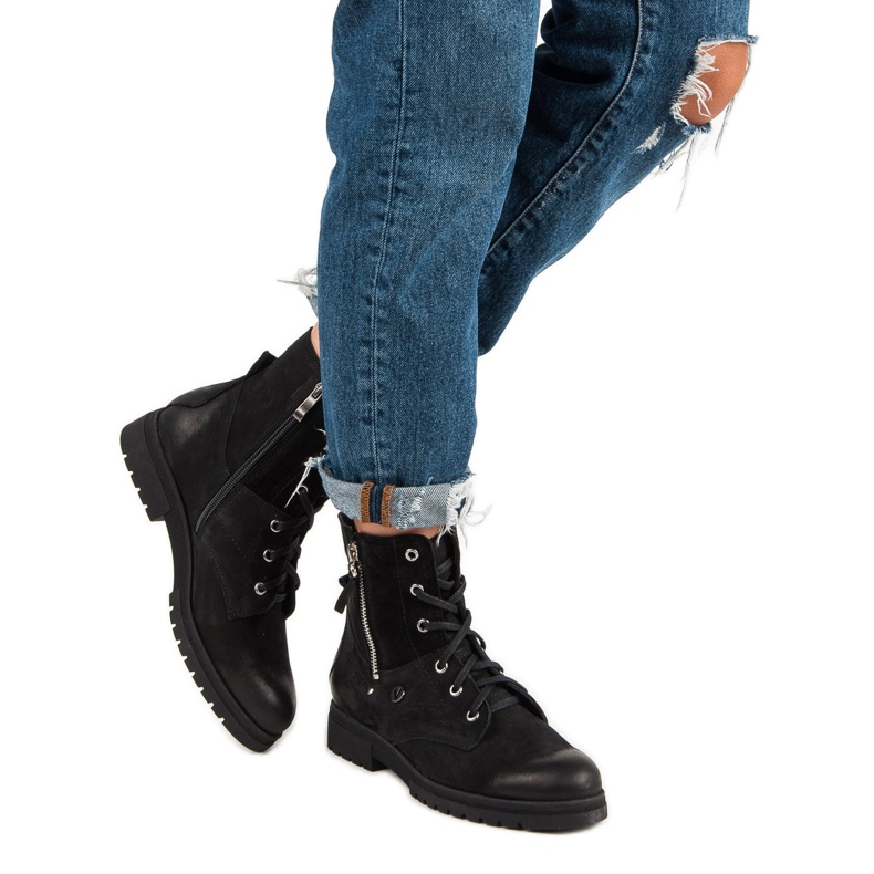 Schwarze stylische VINCEZA Workers 2