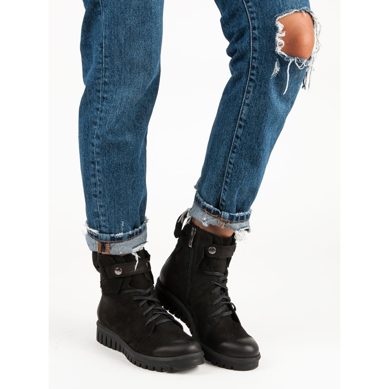 Schwarze VINCEZA Arbeiterstiefel 1