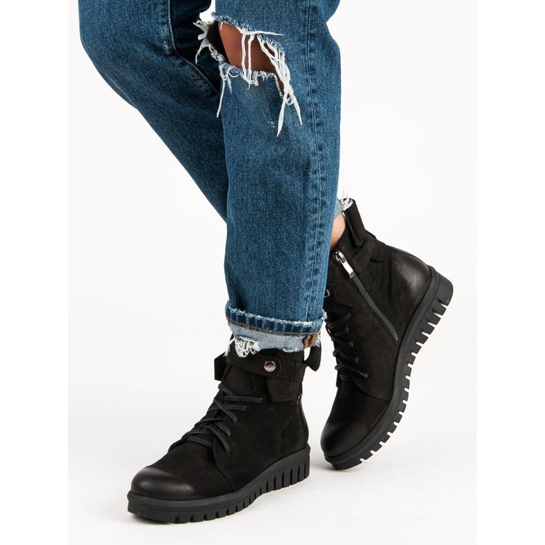 Schwarze VINCEZA Arbeiterstiefel 2