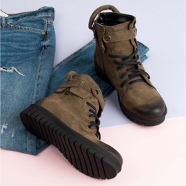 Khakifarbene VINCEZA Arbeiterstiefel grün 2