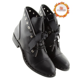 Schwarz Schwarze Stiefel für Damen 17018-9 schwarz 1
