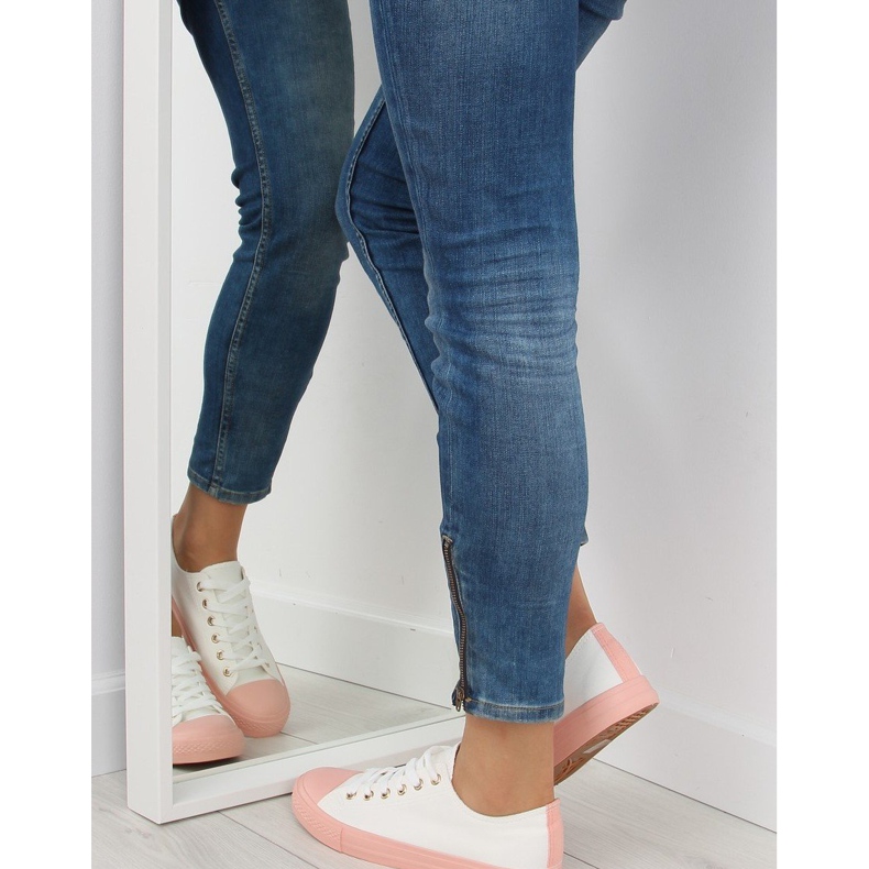 Damen Sneakers weiß und rosa BL97P WHITE / PINK 1