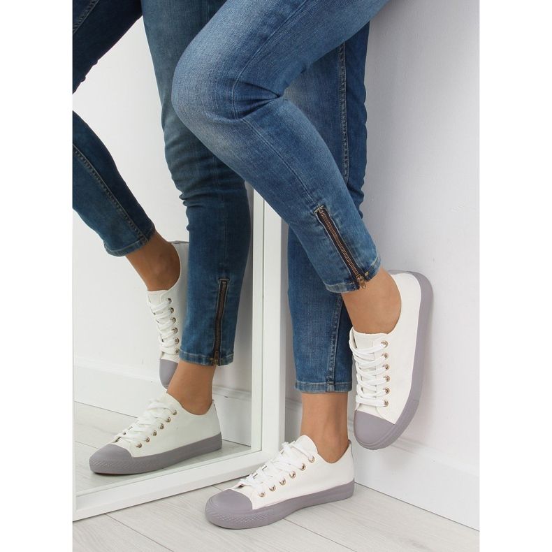 Weiße und graue Damen-Sneakers BL97P WHITE / GREY 2