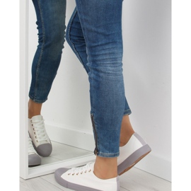 Weiße und graue Damen-Sneakers BL97P WHITE / GREY 1