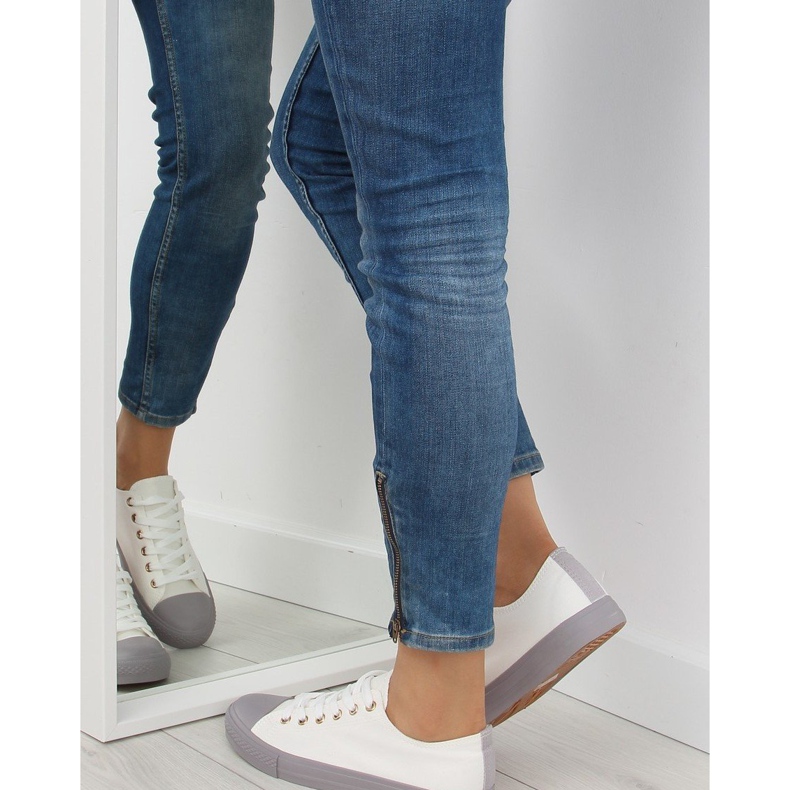 Weiße und graue Damen-Sneakers BL97P WHITE / GREY 1