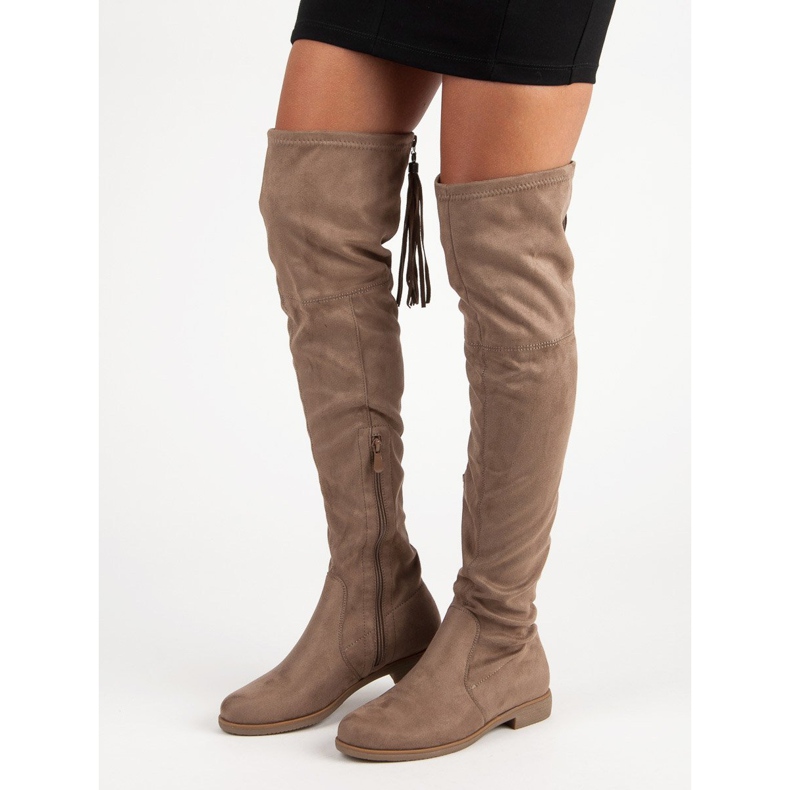 Super Me Overknee-Stiefel aus Wildleder braun 2