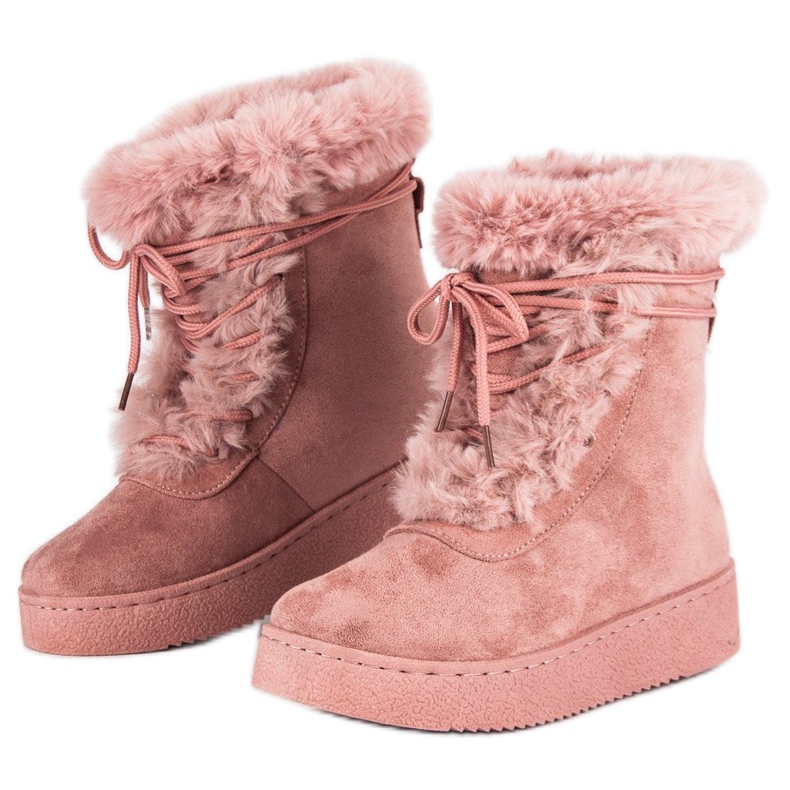 Rosa gebundene Schneestiefel 1