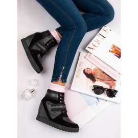 J. Star Schnürschuhe mit Keilabsatz schwarz 1