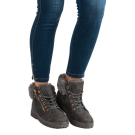 Warme, gebundene Stiefeletten grau 1