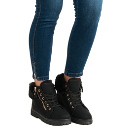 Warme, gebundene Stiefeletten schwarz 1