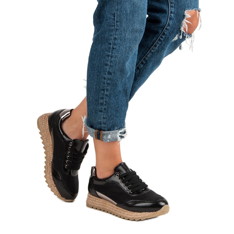 Bestelle Gebundene Turnschuhe schwarz 2