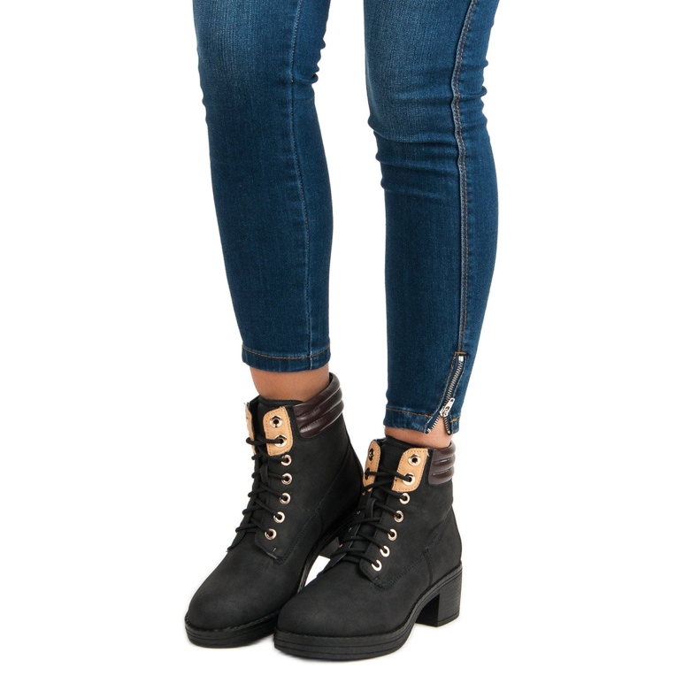 Arbeitsstiefel mit hohen Absätzen schwarz 1