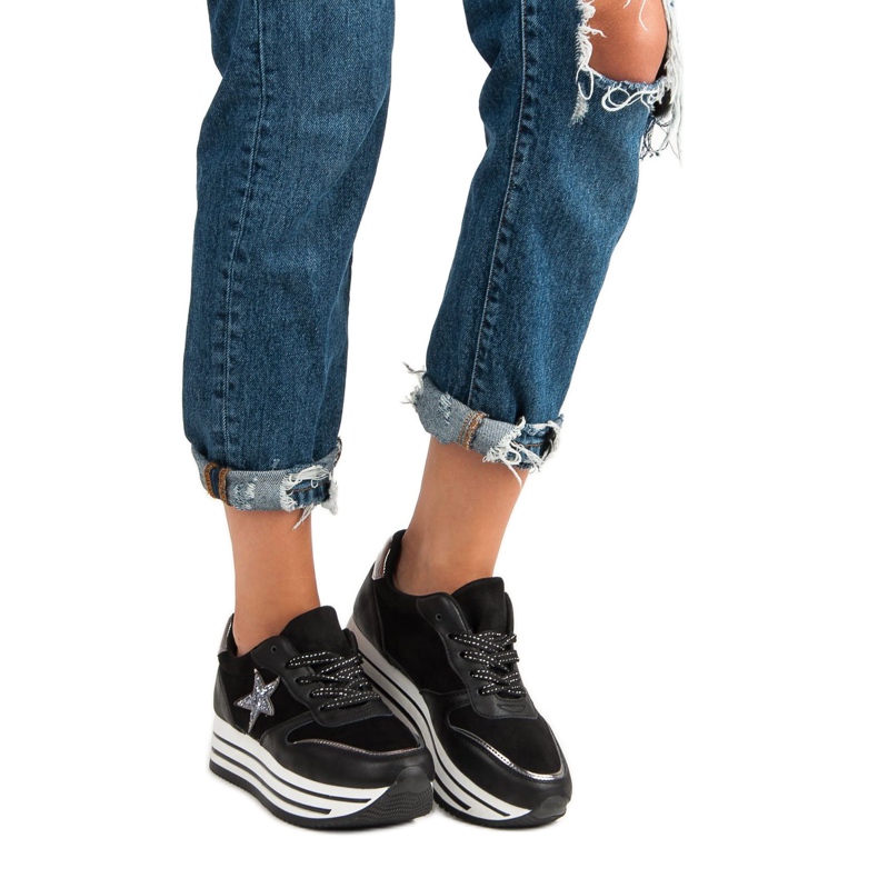 Modische Sneaker auf der Plattform schwarz 2