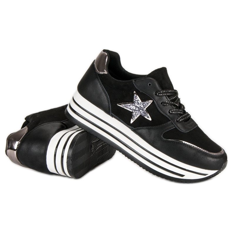 Modische Sneaker auf der Plattform schwarz 1