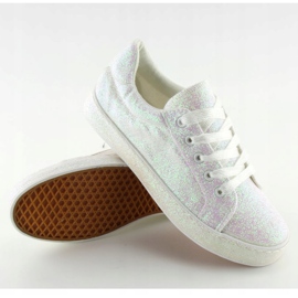 Irisierende weiße Turnschuhe BL142 Weiß lila 2