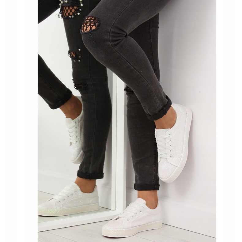 Irisierende weiße Turnschuhe BL142 Weiß violett 1