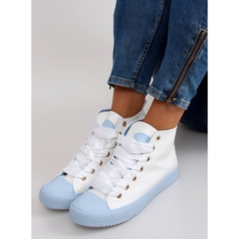 Sneakers für den Knöchel mit doppelten Schnürsenkeln bl102p Blau weiß 2