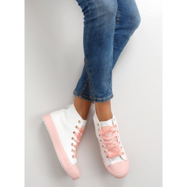 Sneakers für den Knöchel mit doppelten Schnürsenkeln bl102p Pink weiß rosa 2
