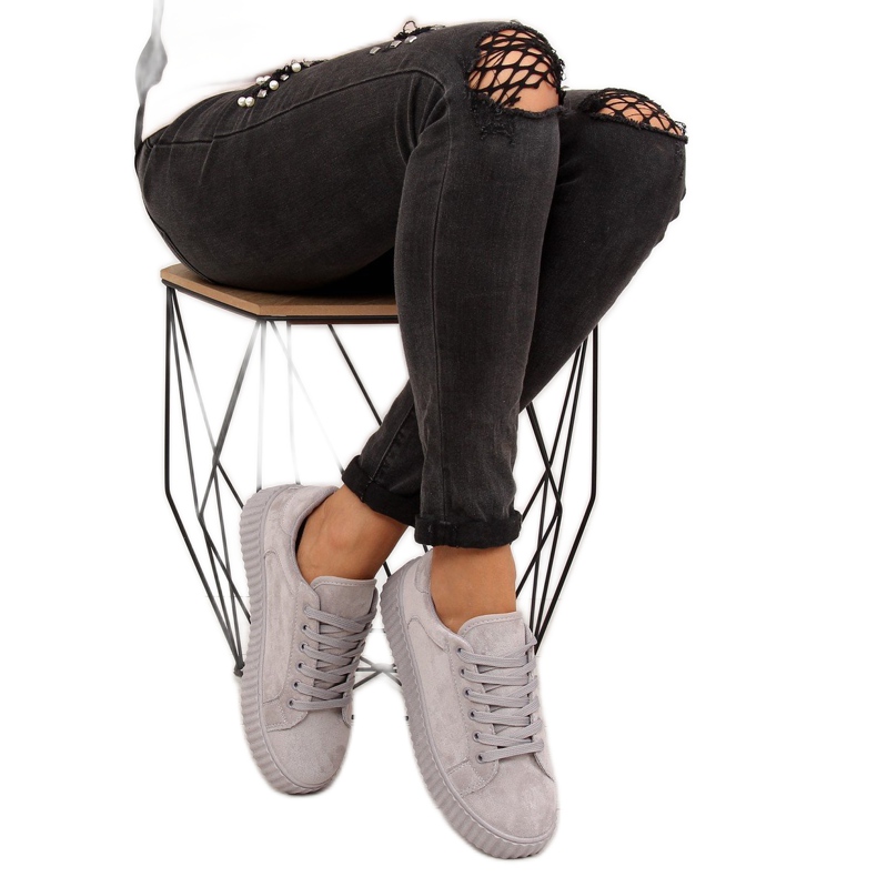 Grau AX03 Graue Sneakers mit hohen Sohlen 2