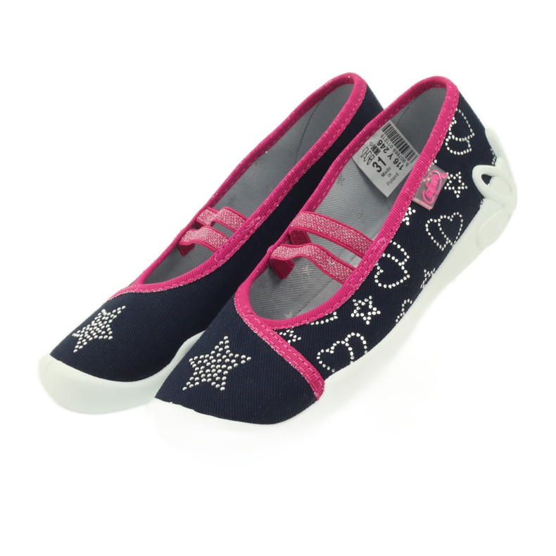 Befado 116y246 Sterne Hausschuhe grau rosa navy blau 4
