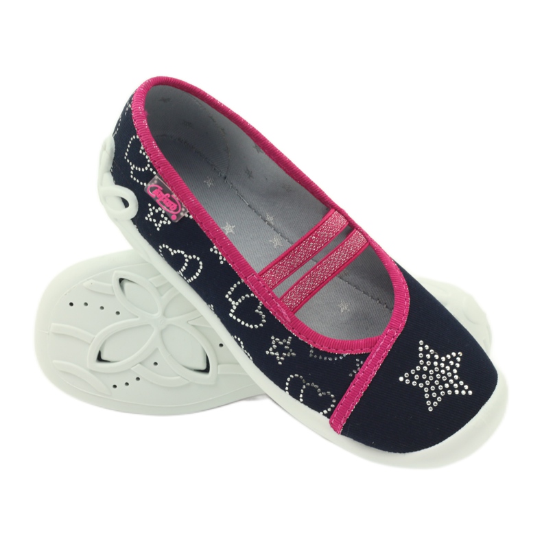 Befado 116y246 Sterne Hausschuhe grau rosa marineblau 3