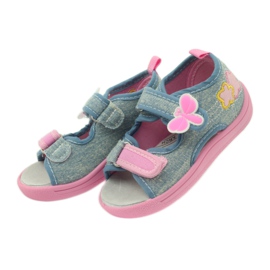 American Club Hausschuhe, Sandalen, Jeans American Butterflies blau rosa 4