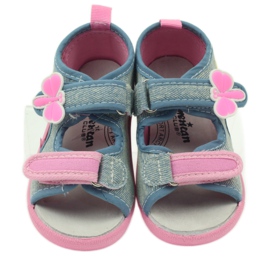 American Club Hausschuhe, Sandalen, Jeans American Butterflies blau rosa 3