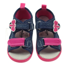 American Club Amerikanische Kinderschuhe Sandalen Schmetterlinge Lederinnensohle rosa marineblau 3