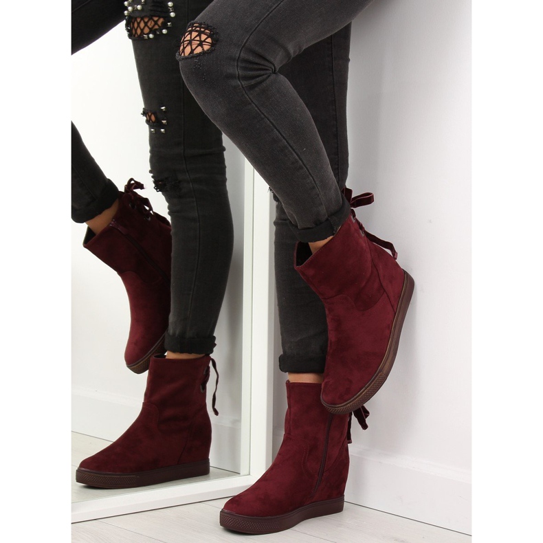 Stiefel mit verstecktem Keilabsatz HQ886 Claret Red rot 1