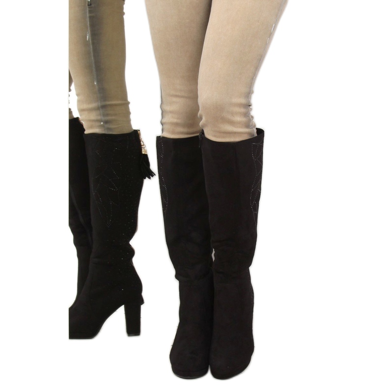 Schwarz J22 Schwarze Plateaustiefel 2