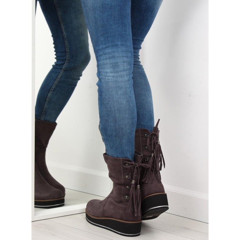 Grau Graue Stiefel für Damen TH17-7 Grau 1