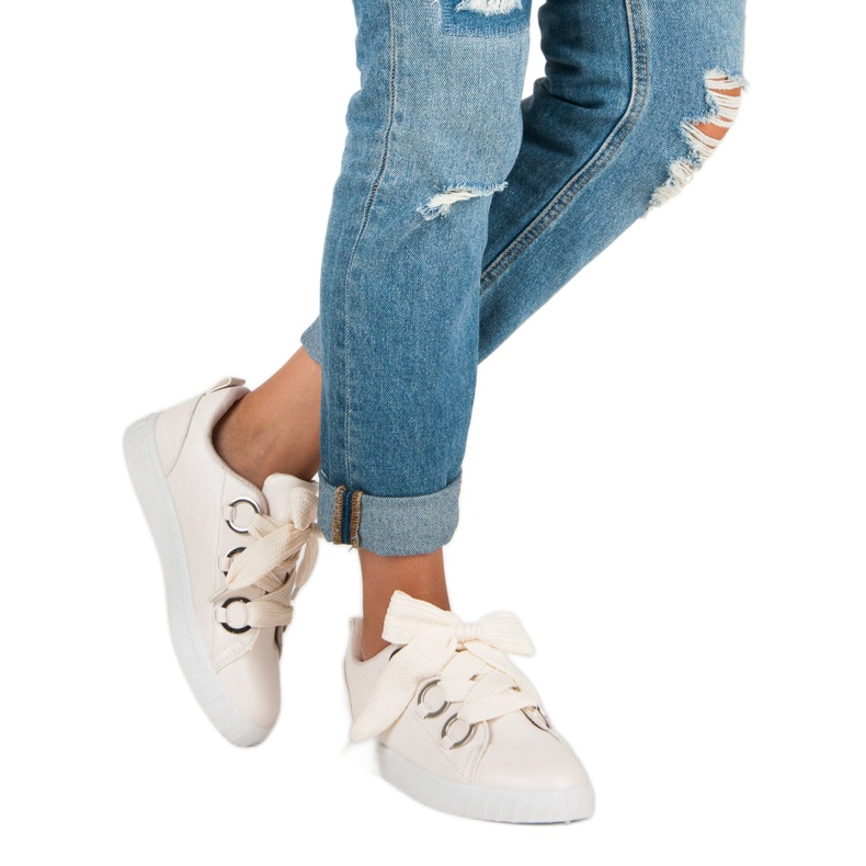 Super Me Beige Sneakers zum Schnüren 2