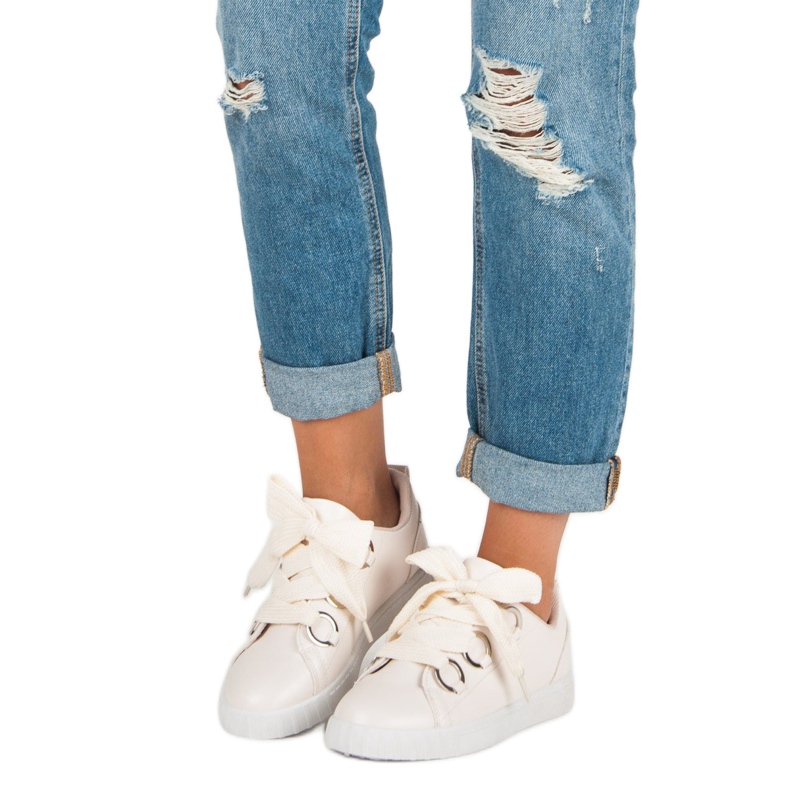 Super Me Beige Sneakers zum Schnüren 1