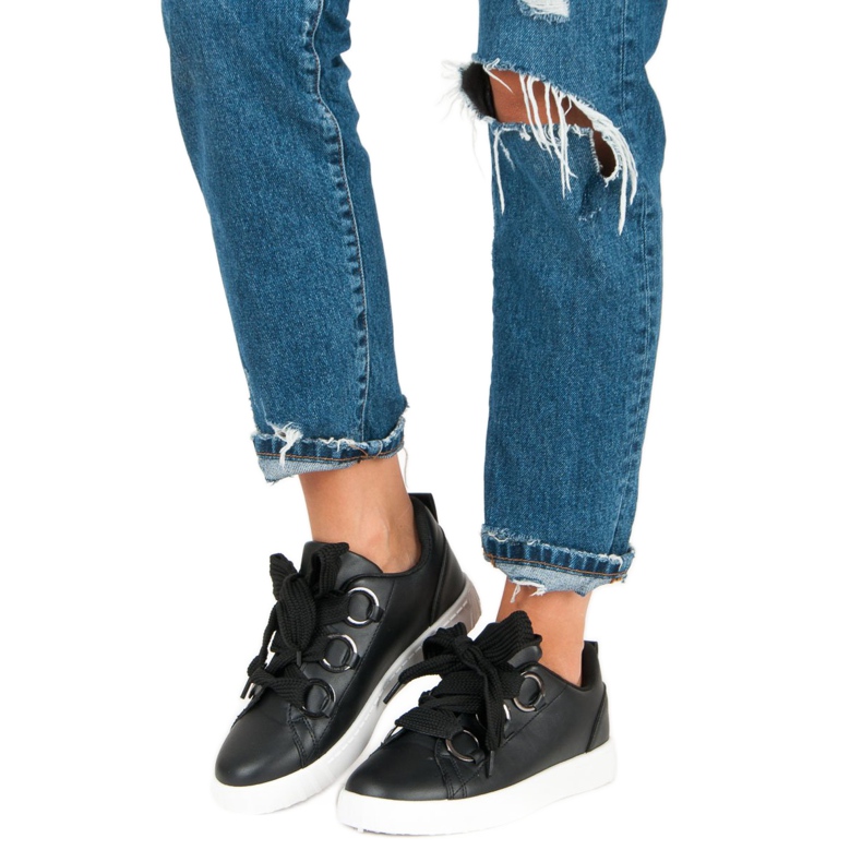 Super Me Schwarze Sneaker zum Schnüren 1