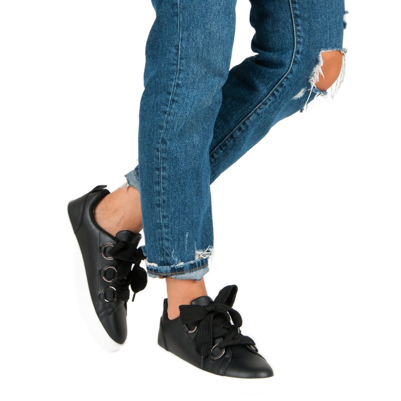 Super Me Schwarze Sneaker zum Schnüren 2