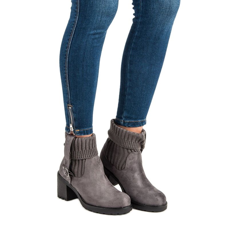 Seastar Stiefel mit hohen Absätzen aus Wildleder grau 2