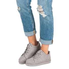 Mode Wildleder Sneakers grau 1