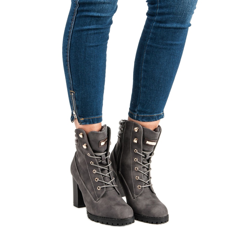 Kayla Gebundene Stiefeletten mit hohem Absatz grau 1