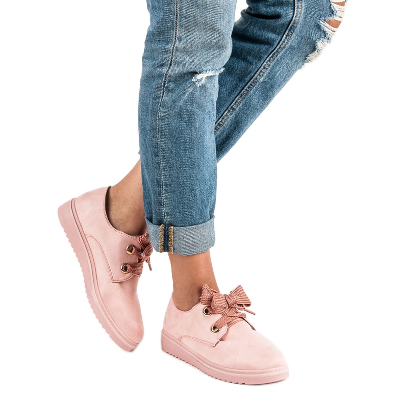 Schnürsneaker aus Wildleder rosa 2
